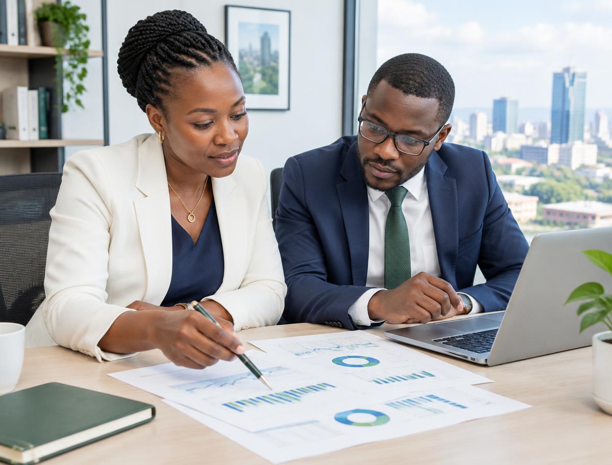 Black data professionals reviewing data quality charts and governance priorities