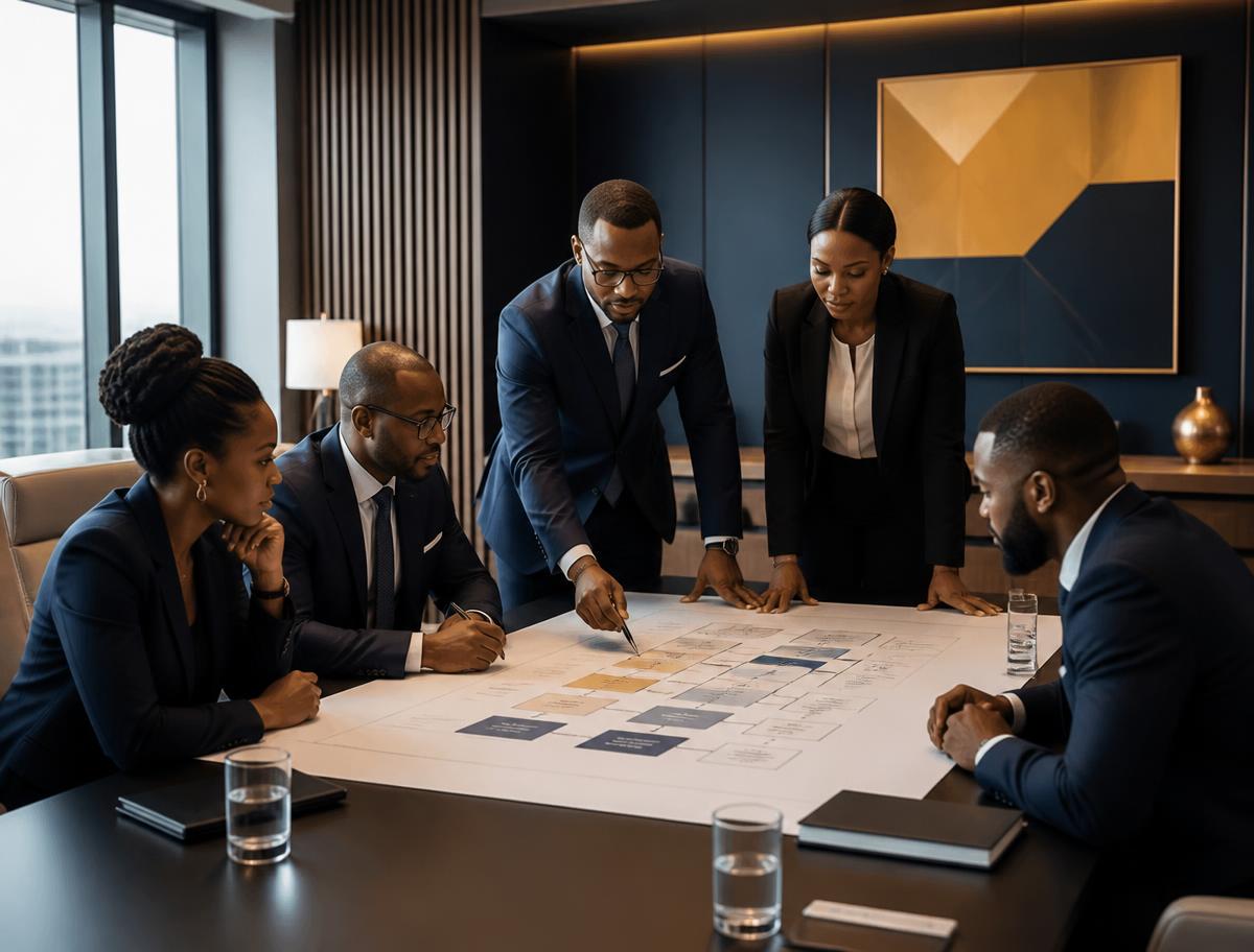 Black executives mapping business capabilities and enterprise architecture